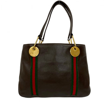 Gucci Handbag Leather Brown Sherry Line Women