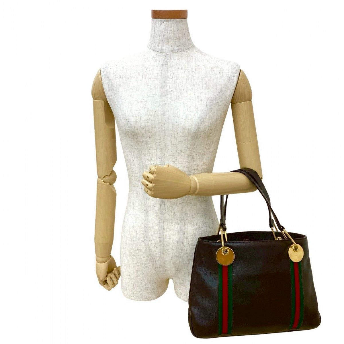 Gucci Handbag Leather Brown Sherry Line Women