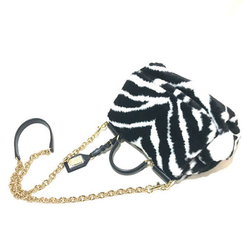 Dolce&Gabbana Shoulder Bag Faux Fur, Leather Black X White Zebra Sicily Women