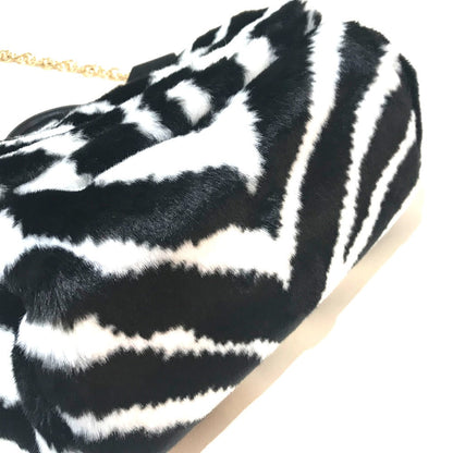 Dolce&Gabbana Shoulder Bag Faux Fur, Leather Black X White Zebra Sicily Women