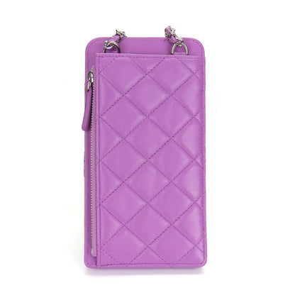 Chanel Shoulder Bag Lambskin Purple Matrasse Women
