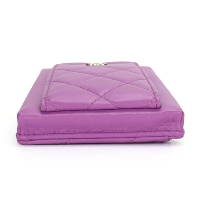 Chanel Shoulder Bag Lambskin Purple Matrasse Women