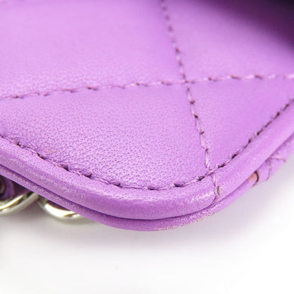 Chanel Shoulder Bag Lambskin Purple Matrasse Women