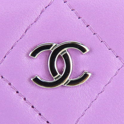Chanel Shoulder Bag Lambskin Purple Matrasse Women