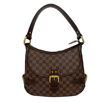 Louis Vuitton Shoulder Bag Leather Brown Damier Ebene Highbury