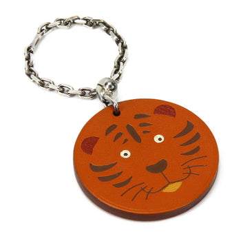 Hermes Key Ring Leather, Silver925 Orange Women
