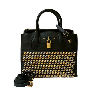 Louis Vuitton Shoulder Bag Leather Black City Steamer Pm