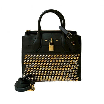 Louis Vuitton Shoulder Bag Leather Black City Steamer Pm