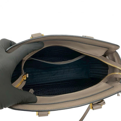 Prada Shoulder Bag Leather Gray