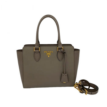 Prada Shoulder Bag Leather Gray