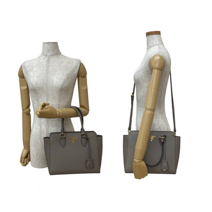 Prada Shoulder Bag Leather Gray