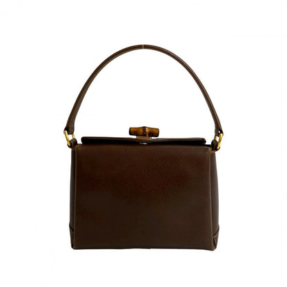 Gucci Handbag Leather Brown Bamboo