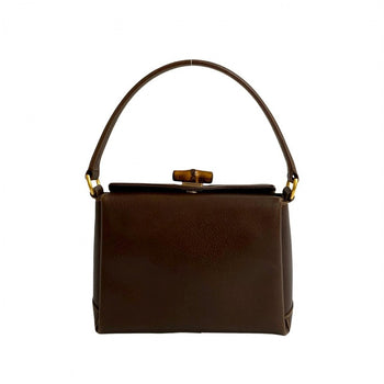 Gucci Handbag Leather Brown Bamboo
