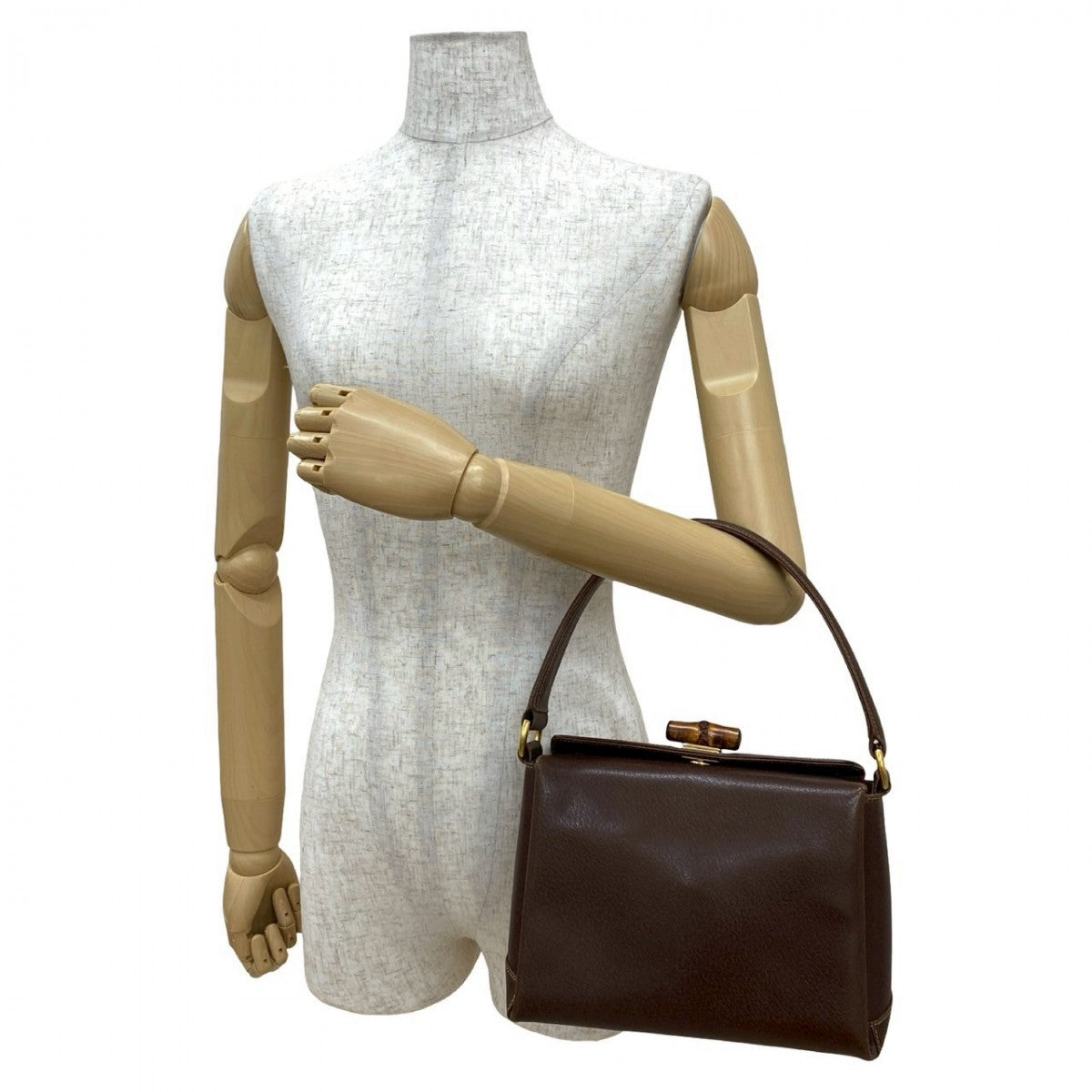 Gucci Handbag Leather Brown Bamboo