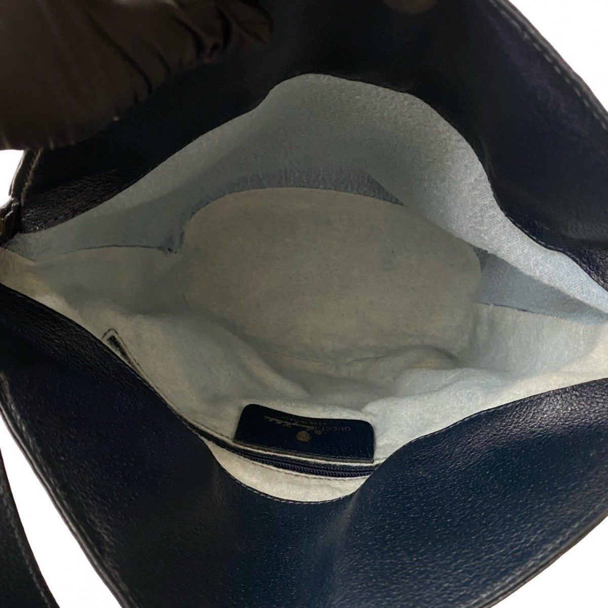 Gucci Shoulder Bag Leather Navy Sherry Line