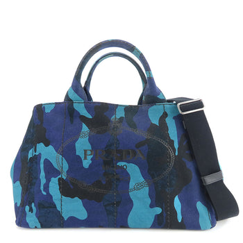 Prada Handbag B2642B Canvas Blue Type Canapa Women