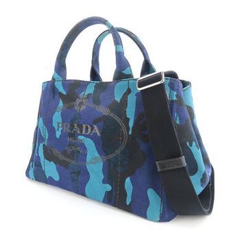 Prada Handbag B2642B Canvas Blue Type Canapa Women