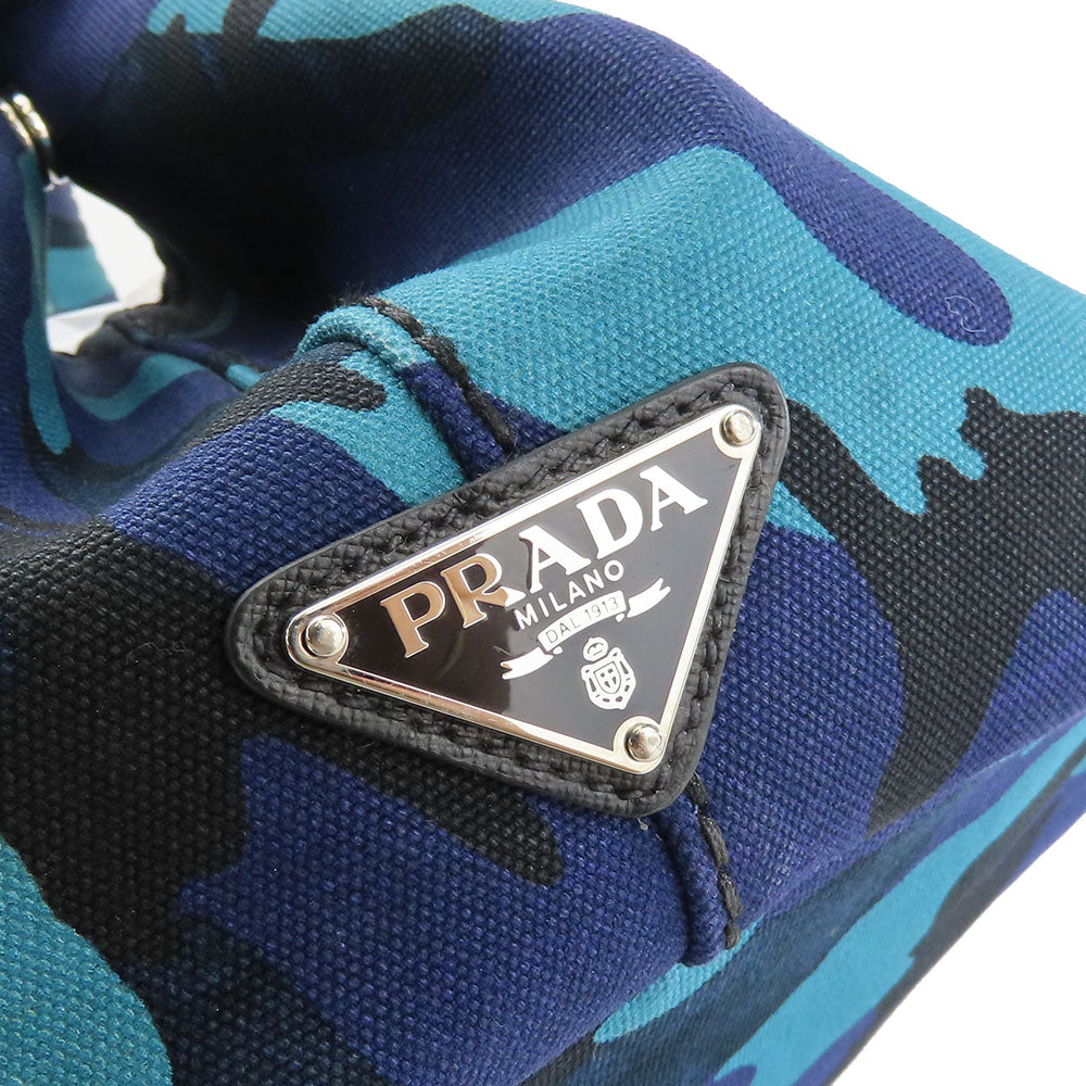 Prada Handbag B2642B Canvas Blue Type Canapa Women