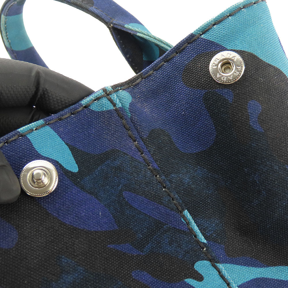Prada Handbag B2642B Canvas Blue Type Canapa Women