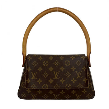 Louis Vuitton Shoulder Bag M51147 Leather Brown Monogram Mini Looping