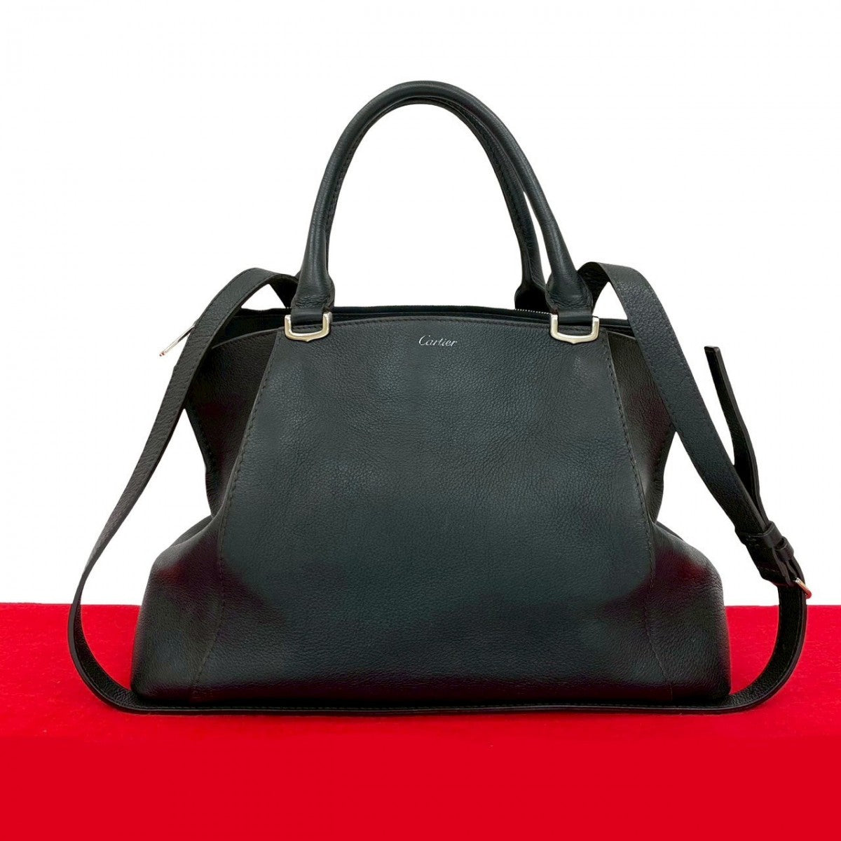 Cartier Shoulder Bag Leather Black C De Cartier