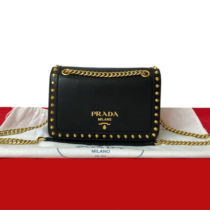 Prada Shoulder Bag Leather Black