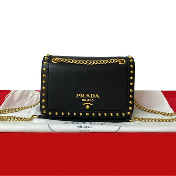 Prada Shoulder Bag Leather Black