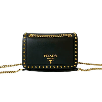 Prada Shoulder Bag Leather Black