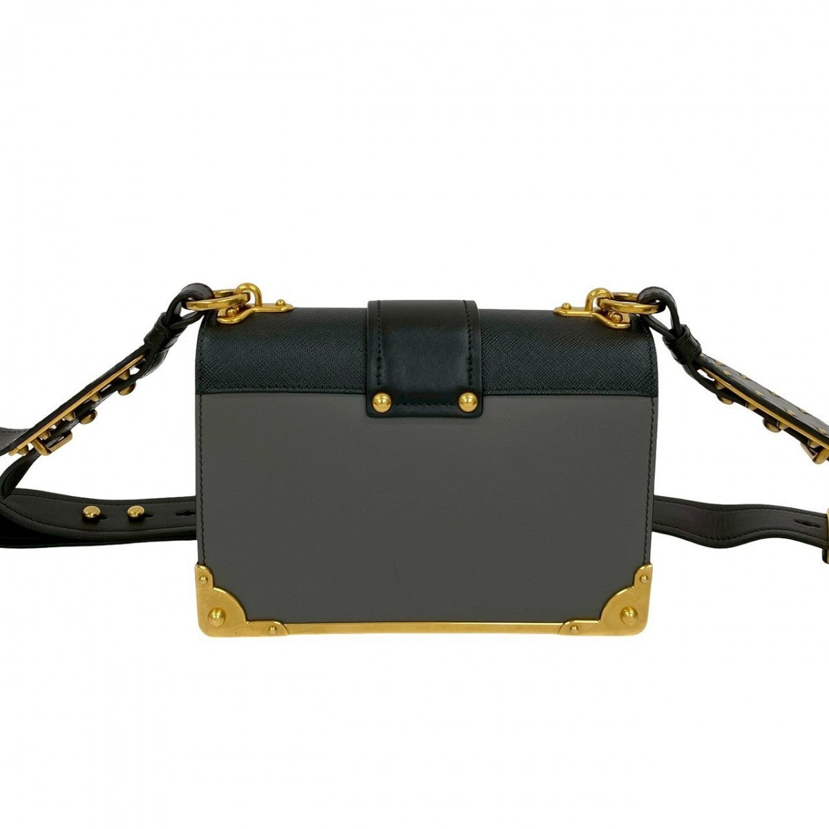 Prada Shoulder Bag Leather Gray Kaye