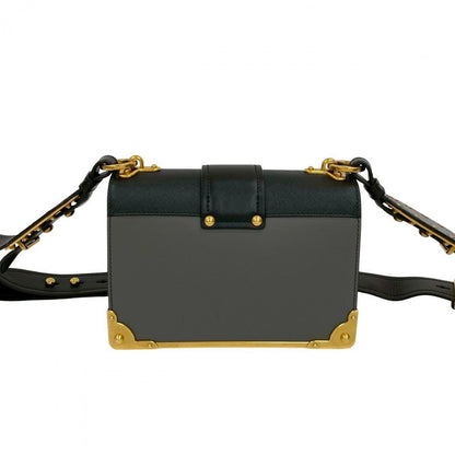 Prada Shoulder Bag Leather Gray Kaye