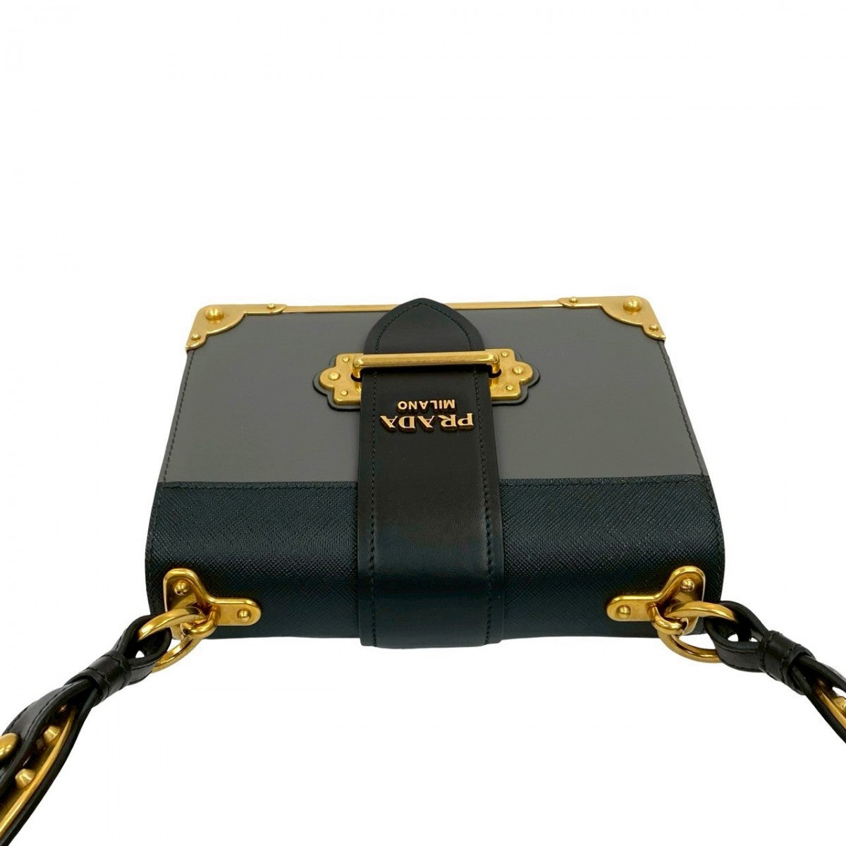 Prada Shoulder Bag Leather Gray Kaye
