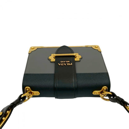 Prada Shoulder Bag Leather Gray Kaye