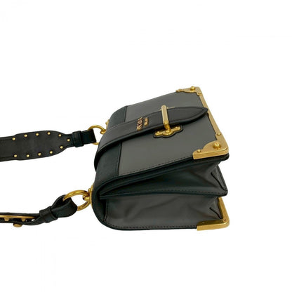 Prada Shoulder Bag Leather Gray Kaye