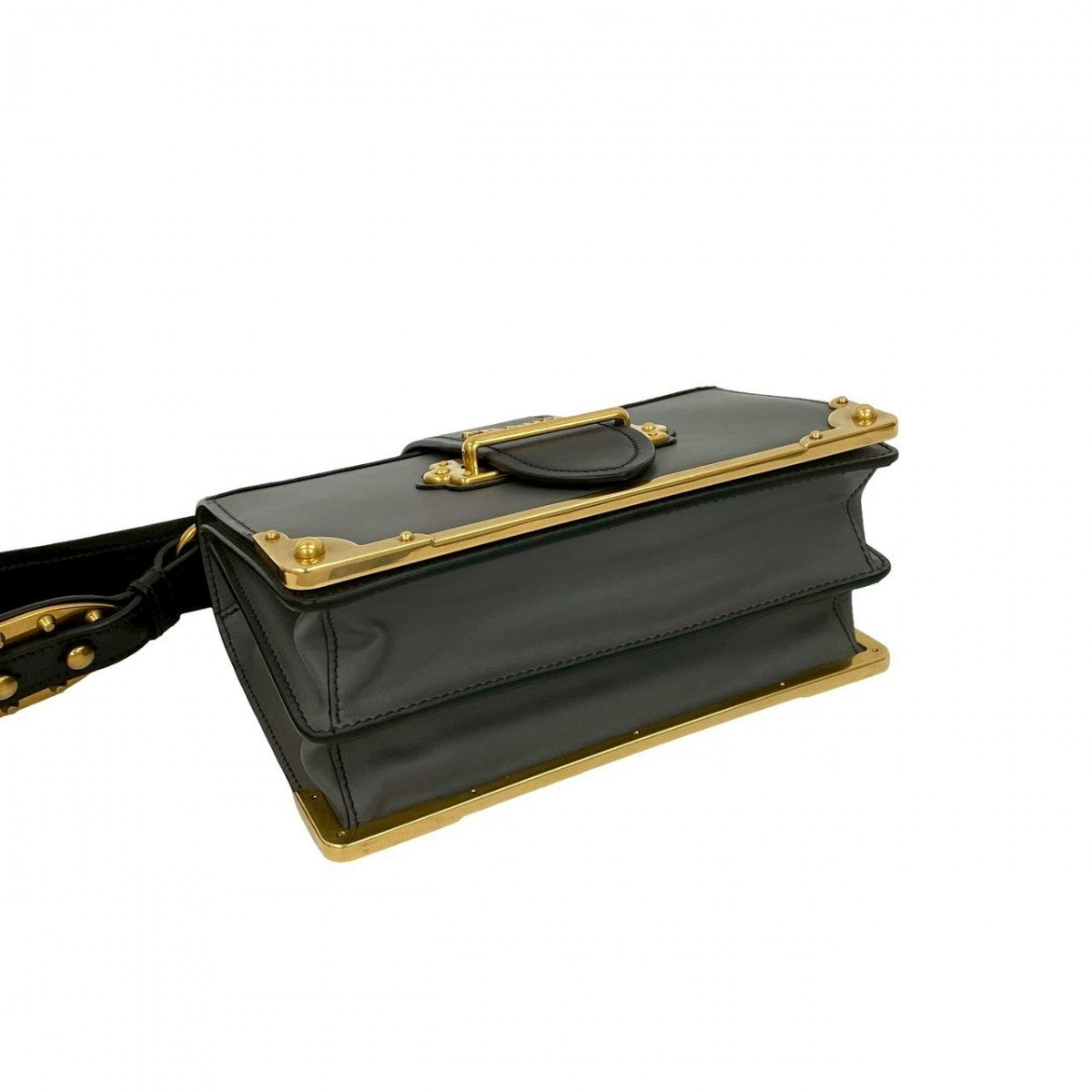 Prada Shoulder Bag Leather Gray Kaye