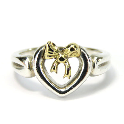 Tiffany&Co. Ring Silver925, K18 Yellow Gold Silver Heart Ribbon Women