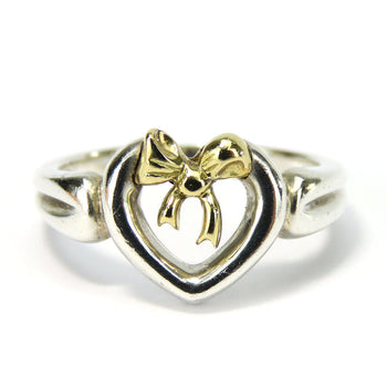 Tiffany&Co. Ring Silver925, K18 Yellow Gold Silver Heart Ribbon Women