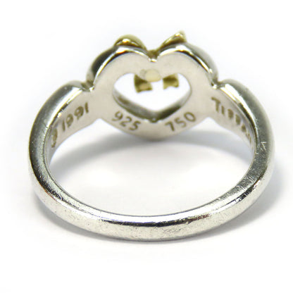 Tiffany&Co. Ring Silver925, K18 Yellow Gold Silver Heart Ribbon Women