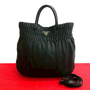Prada Shoulder Bag Leather Black