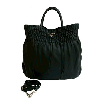 Prada Shoulder Bag Leather Black
