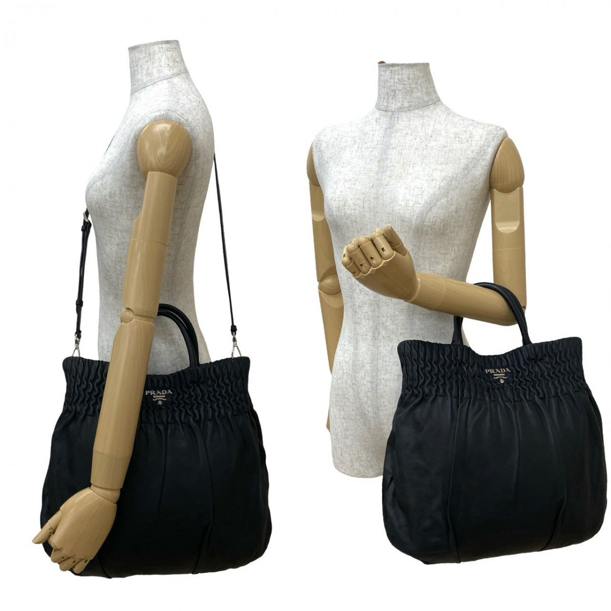 Prada Shoulder Bag Leather Black