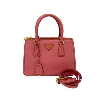 Prada Shoulder Bag Leather Pink Galleria Mini