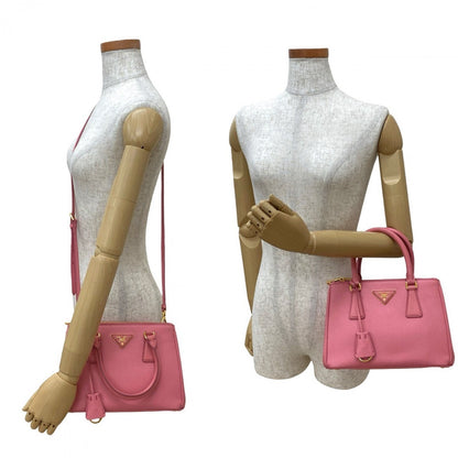 Prada Shoulder Bag Leather Pink Galleria Mini
