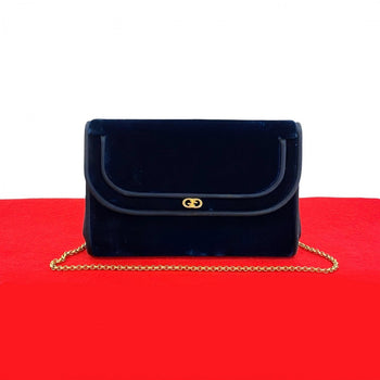 Gucci Shoulder Bag Velor Navy