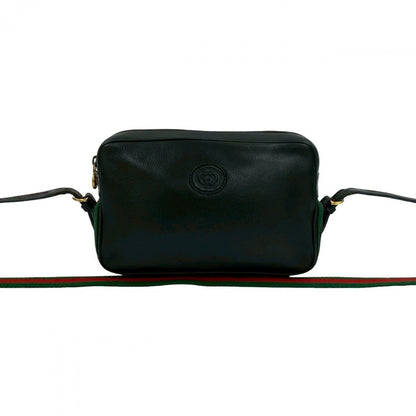 Gucci Shoulder Bag Leather Black Sherry Line