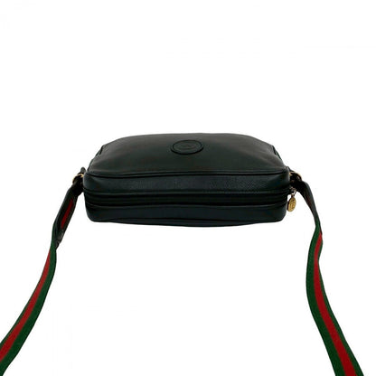 Gucci Shoulder Bag Leather Black Sherry Line