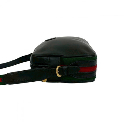 Gucci Shoulder Bag Leather Black Sherry Line