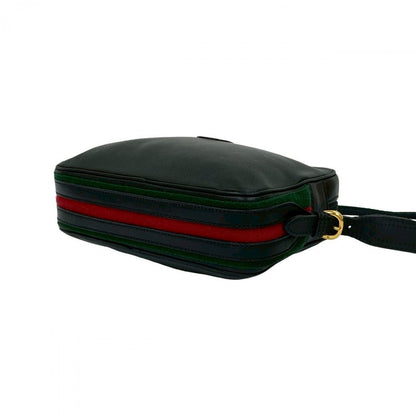Gucci Shoulder Bag Leather Black Sherry Line