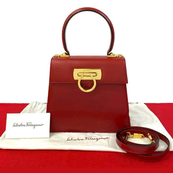 Salvatore Ferragamo Shoulder Bag Leather Red