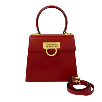 Salvatore Ferragamo Shoulder Bag Leather Red