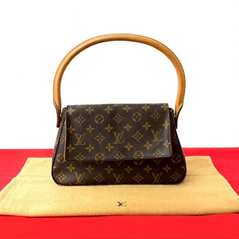Louis Vuitton Handbag Leather Brown Monogram Looping